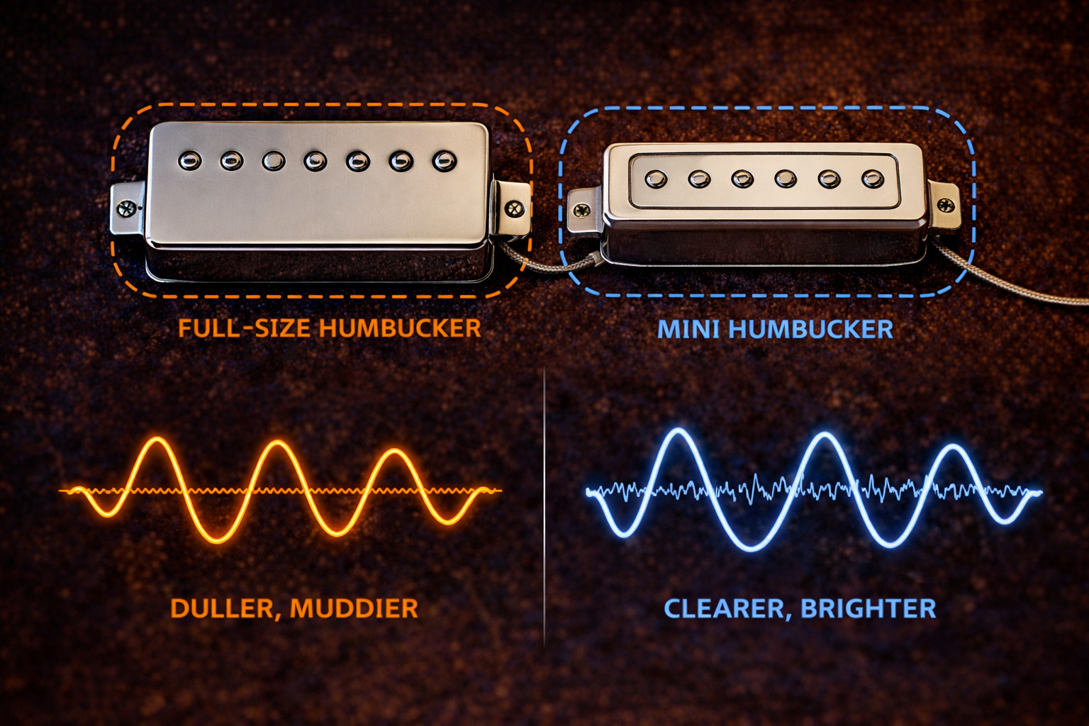 Illustration showing a mini humbucker design and tone concept.